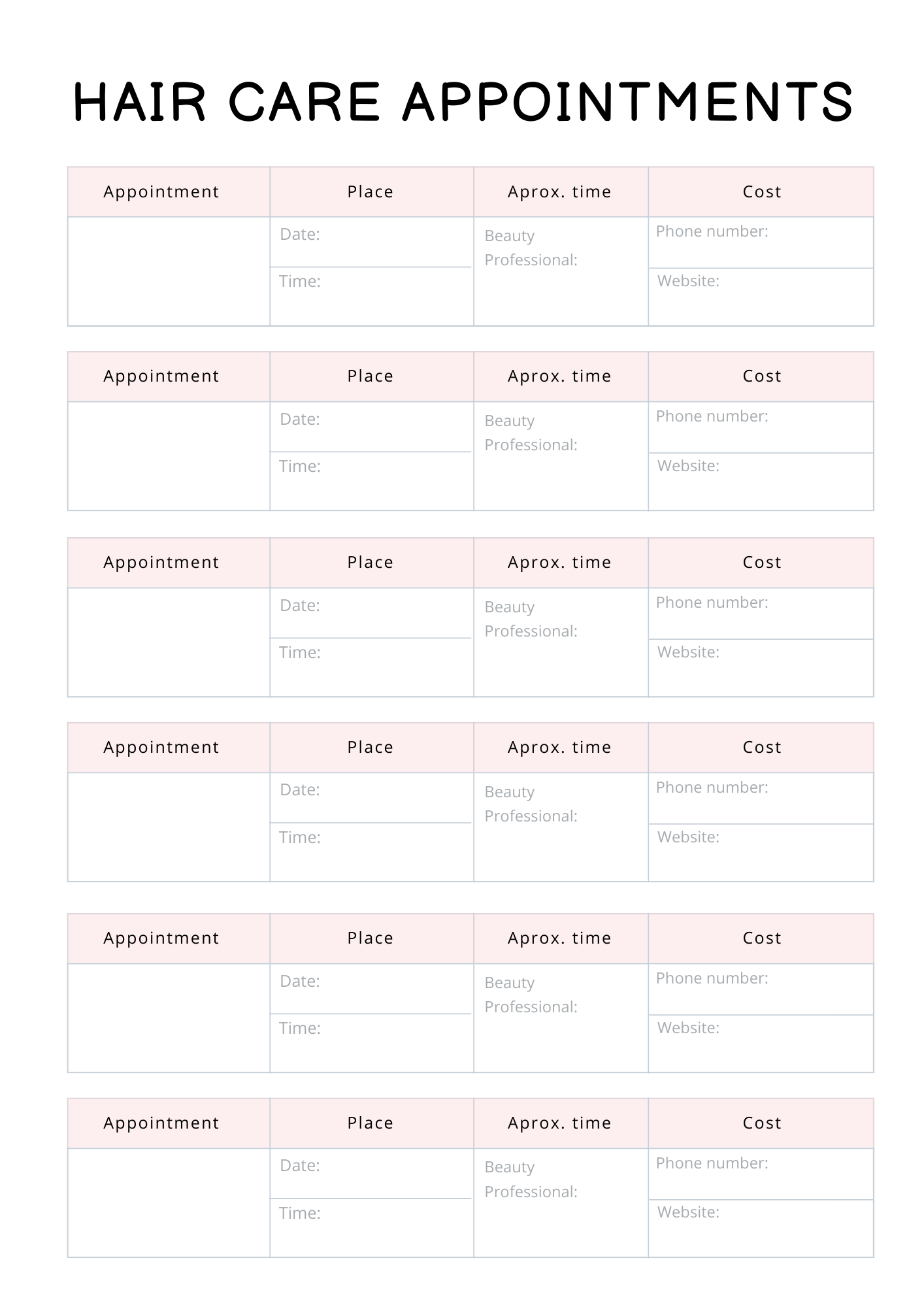 Selfcare Planner Sheets